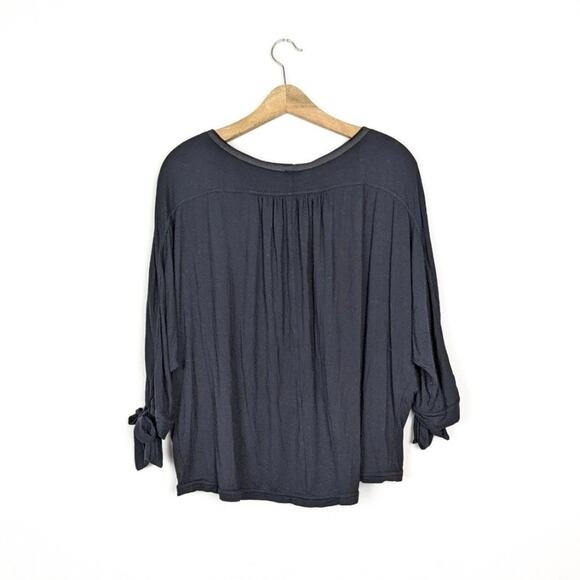 Free People Black Solid Keepin' On Button Blouse Size M - Picture 2 of 9